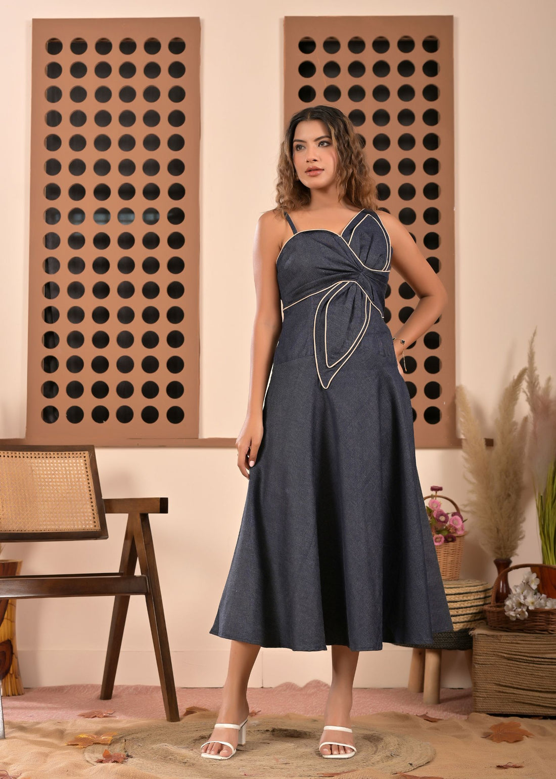 Midnight Bow Midi Dress