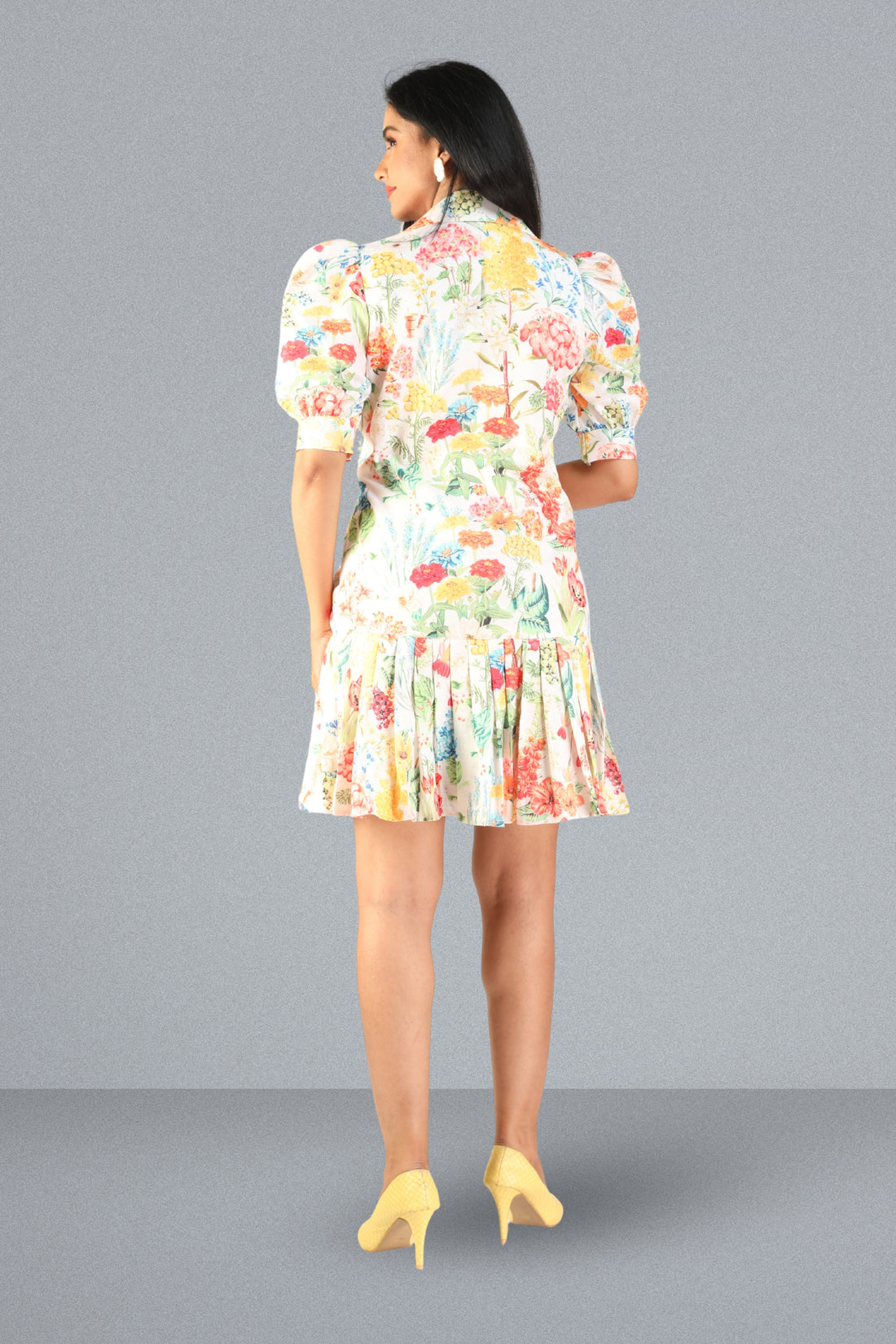 Riviera Bloom Pleated Dress