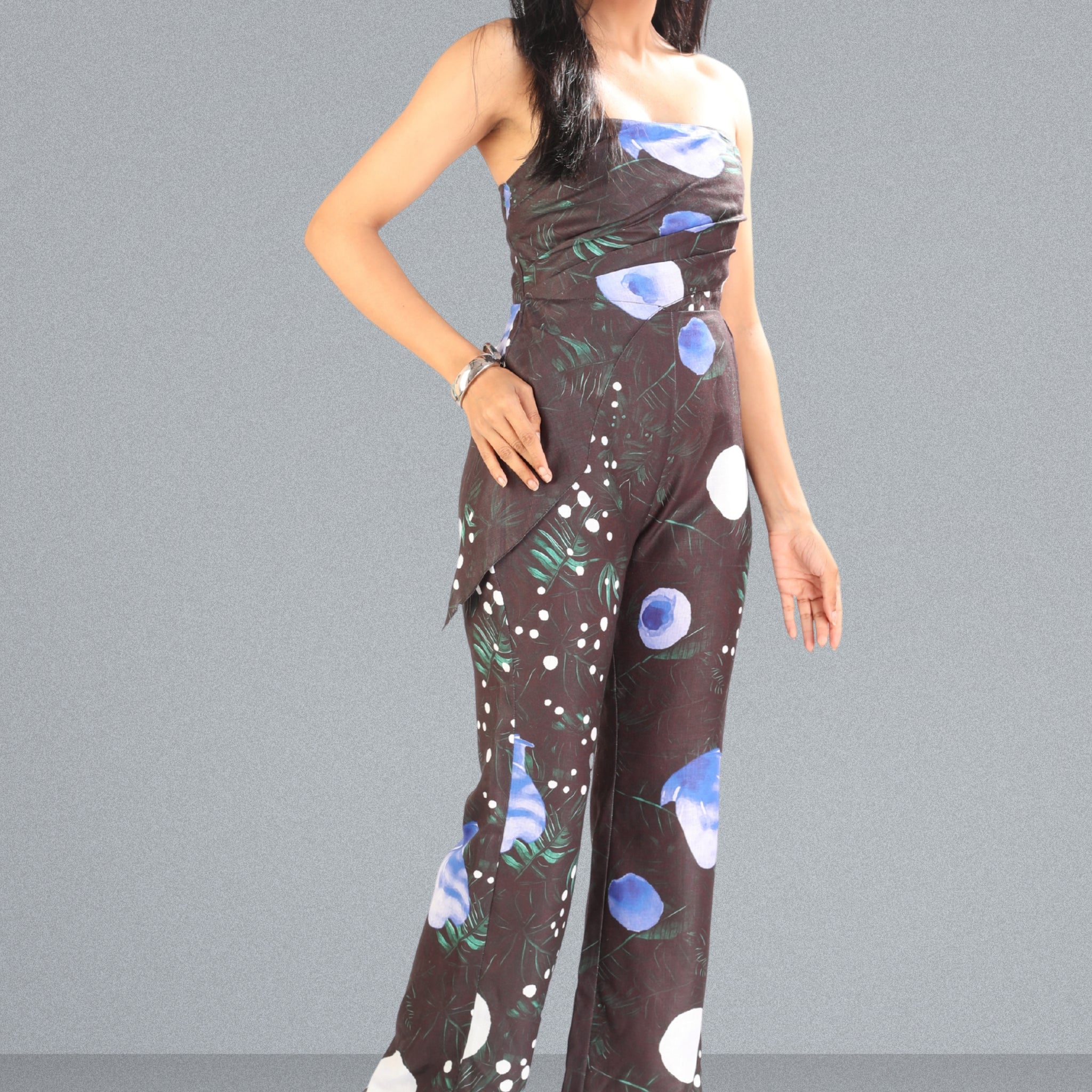 Lunar Bloom Strapless Jumpsuit