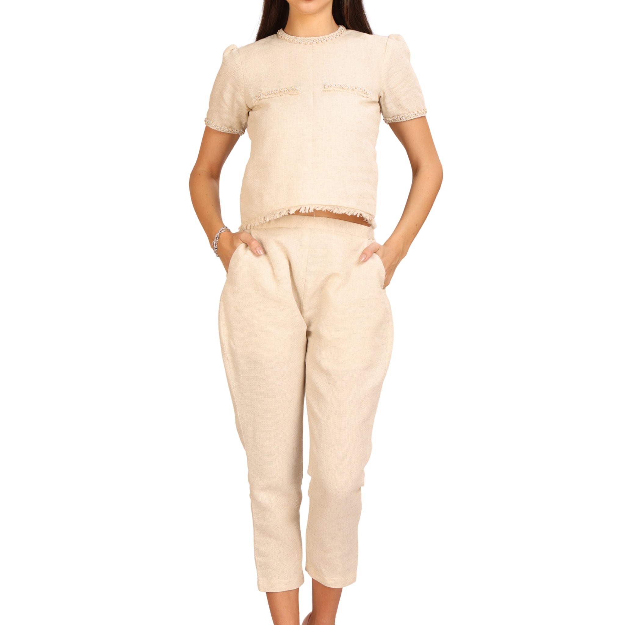 Beige Tweed Co-ord Set