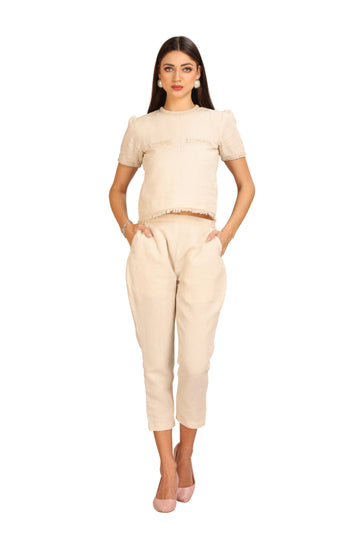 Beige Tweed Co-ord Set