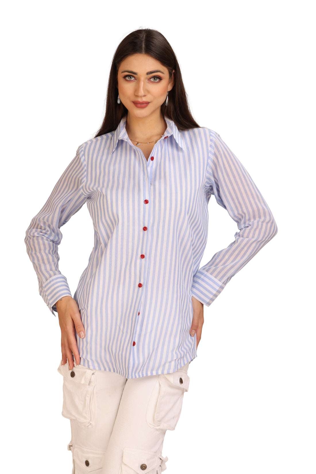 Blue & White Stripe Button-Down Shirt