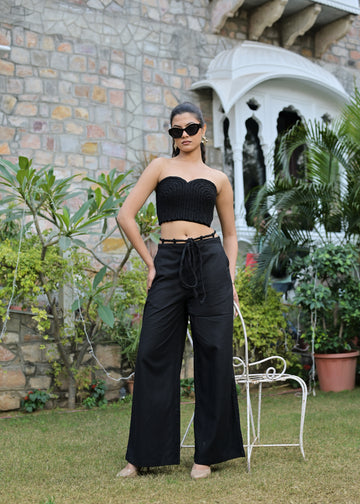 Noir Rope Crop Top & Tie-Up Pants Set