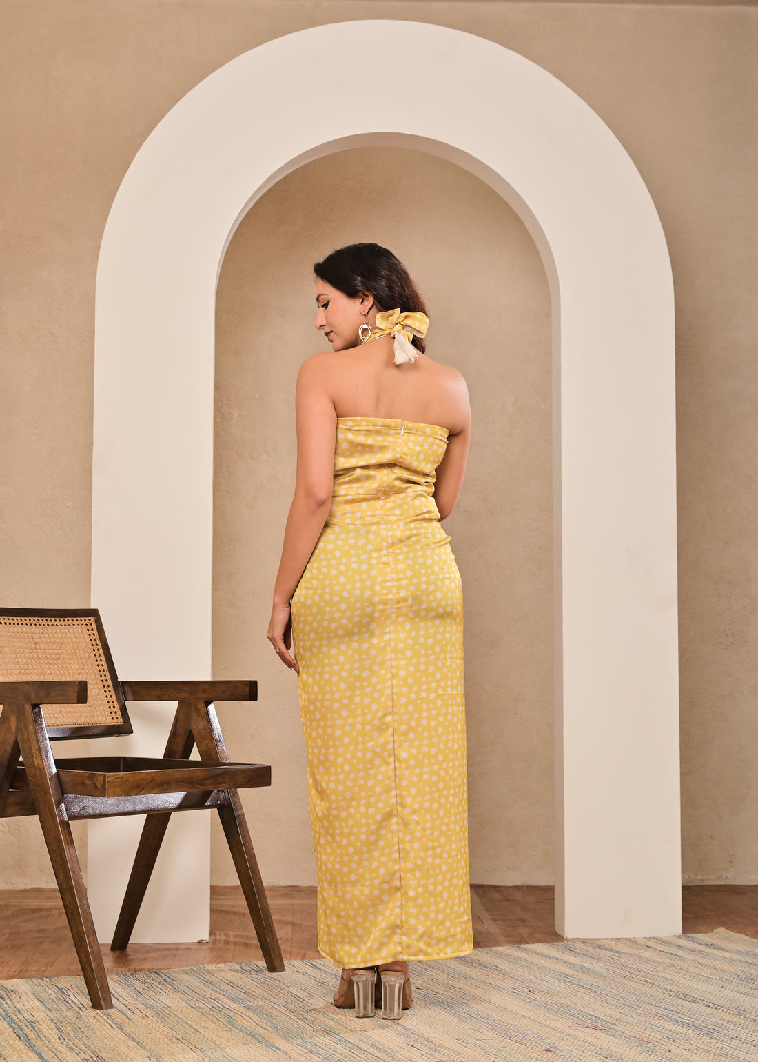 Sun-Knot Halter Maxi Dress